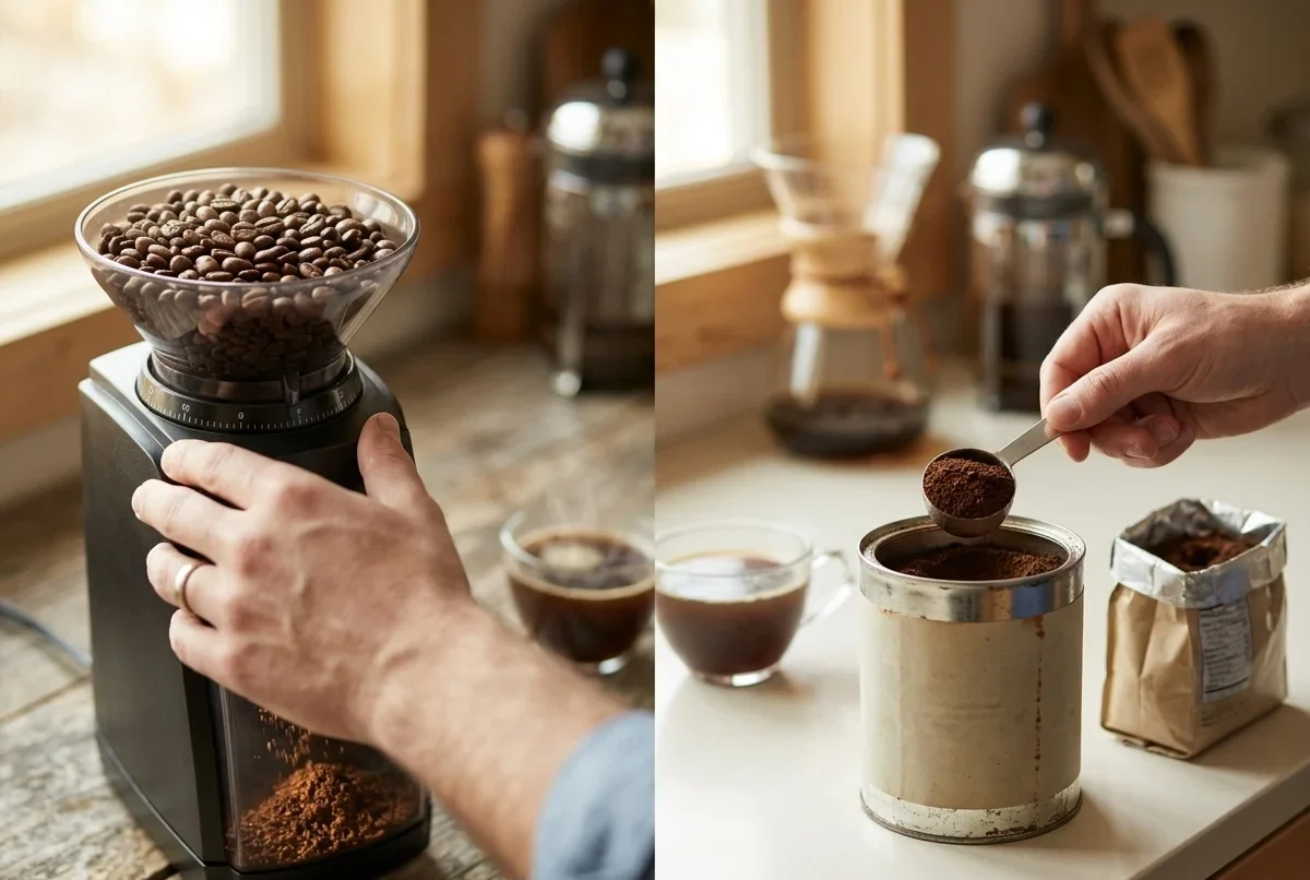 Encuentra el equilibrio entre frescura y conveniencia eligiendo café en grano o molido; solicita asesoría técnica según tu método y compra tu café de especialidad aquí.